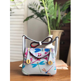 Replica Hermes White Multicolor Print Lindy 26 Bag