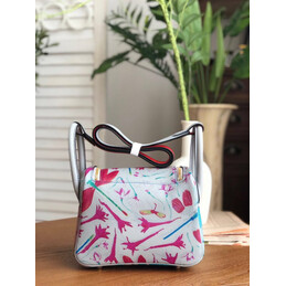 Replica Hermes White Multicolor Print Lindy 26 Bag