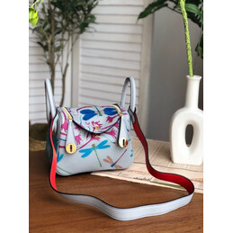 Replica Hermes White Multicolor Print Lindy 26 Bag