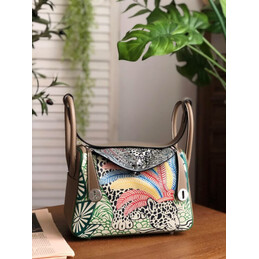Replica Hermes Green Multicolor Print Lindy 26 Bag