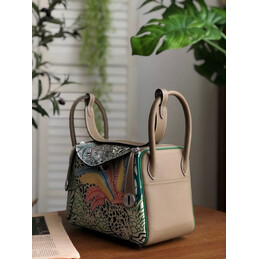 Replica Hermes Green Multicolor Print Lindy 26 Bag