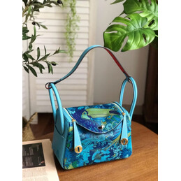 Replica Hermes Blue Multicolor Print Lindy 26 Bag