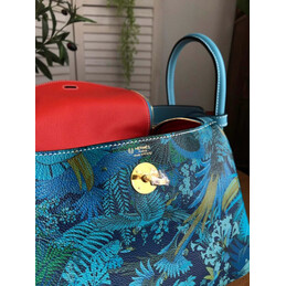 Replica Hermes Blue Multicolor Print Lindy 26 Bag