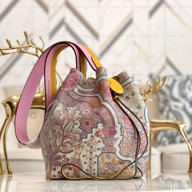 Replica Hermes Beige Pink Print Licol 17 Bag