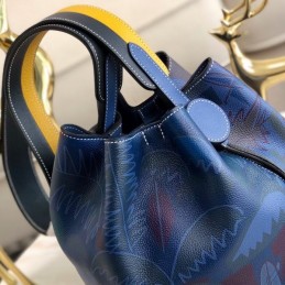 Replica Hermes Navy Blue Multicolor Print Licol 17 Bag