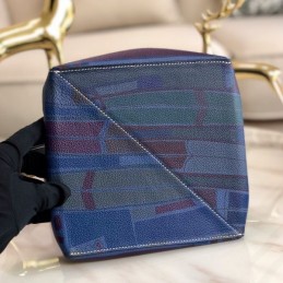 Replica Hermes Navy Blue Multicolor Print Licol 17 Bag