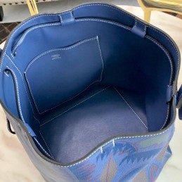 Replica Hermes Navy Blue Multicolor Print Licol 17 Bag
