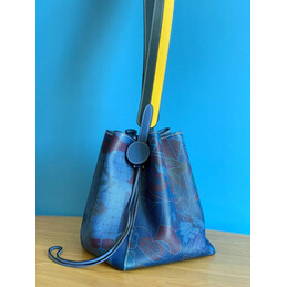 Replica Hermes Blue Yellow Strap Print Licol 17 Bag
