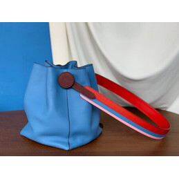 Replica Hermes Light Blue Red Strap Licol 17 Bag