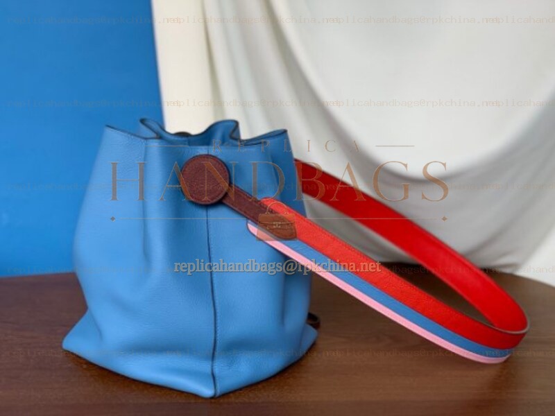 Replica Hermes Light Blue Red Strap Licol 17 Bag