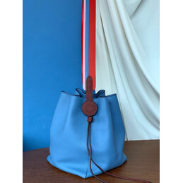 Replica Hermes Light Blue Red Strap Licol 17 Bag