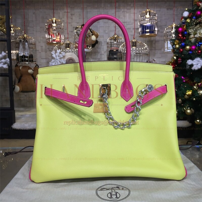Replica Hermes Yellow Fuchsia Birkin 35 Bag