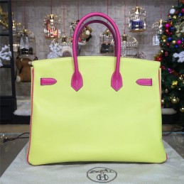 Replica Hermes Yellow Fuchsia Birkin 35 Bag