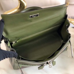 Replica Hermes Green Multicolor Print Kelly 32 Palladium Hardware Bag