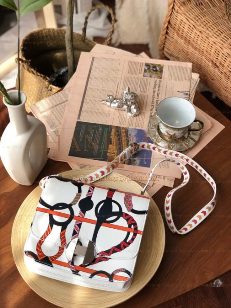 Replica Hermes White Multicolor Print 2002 20 Bag