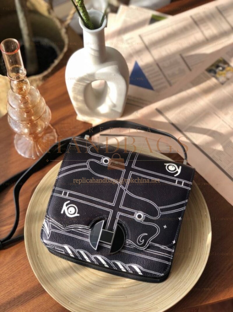 Replica Hermes Black White Print 2002 20 Bag