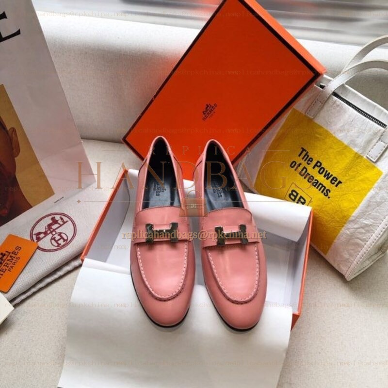 Replica Hermes Pink Leather Loafer