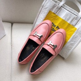 Replica Hermes Pink Leather Loafer