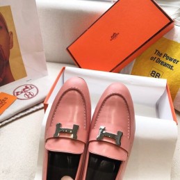 Replica Hermes Pink Leather Loafer