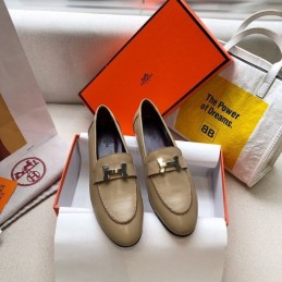 Replica Hermes Beige Leather Loafer
