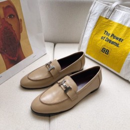 Replica Hermes Beige Leather Loafer