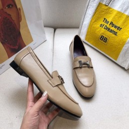 Replica Hermes Beige Leather Loafer