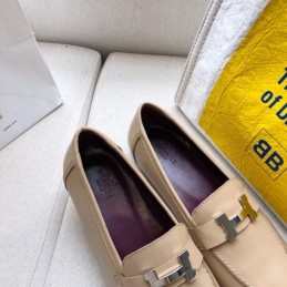 Replica Hermes Beige Leather Loafer