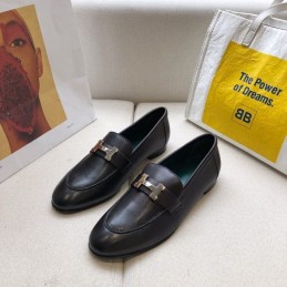Replica Hermes Black Leather Loafer