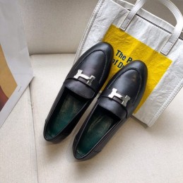 Replica Hermes Black Leather Loafer