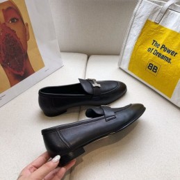 Replica Hermes Black Leather Loafer