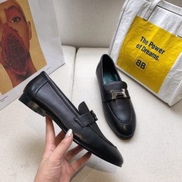 Replica Hermes Black Leather Loafer