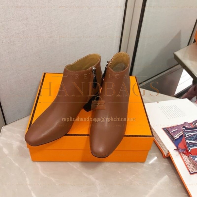 Replica Hermes Brown Pointed Ankle Boot