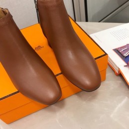 Replica Hermes Brown Pointed Ankle Boot