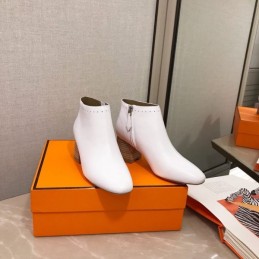 Replica Hermes White Pointed Ankle Boot