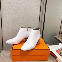 Replica Hermes White Pointed Ankle Boot