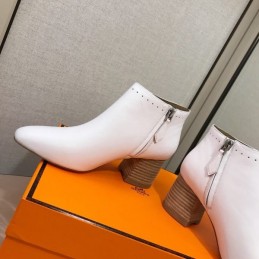 Replica Hermes White Pointed Ankle Boot
