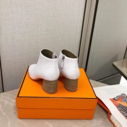 Replica Hermes White Pointed Ankle Boot