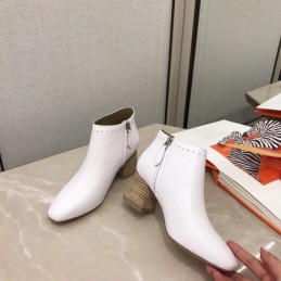 Replica Hermes White Pointed Ankle Boot