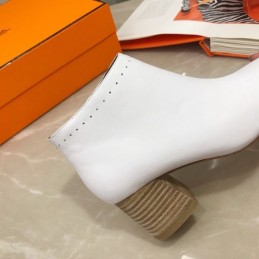 Replica Hermes White Pointed Ankle Boot