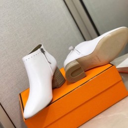 Replica Hermes White Pointed Ankle Boot