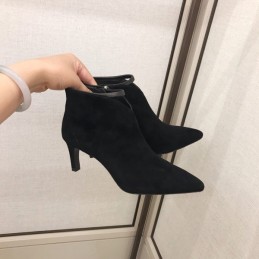 Replica Hermes Black Suede Pointed Ankle Boot