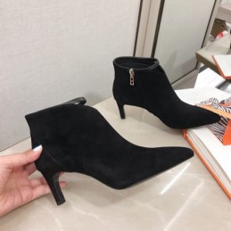 Replica Hermes Black Suede Pointed Ankle Boot