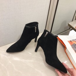 Replica Hermes Black Suede Pointed Ankle Boot