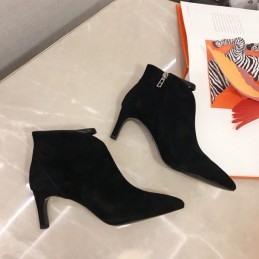 Replica Hermes Black Suede Pointed Ankle Boot