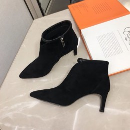 Replica Hermes Black Suede Pointed Ankle Boot