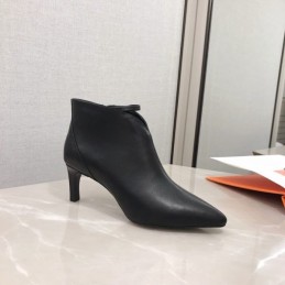 Replica Hermes Black Leather Pointed Ankle Boot