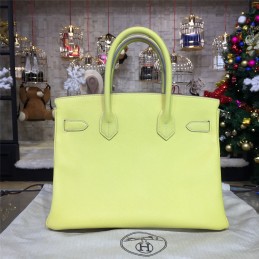 Replica Hermes Yellow Birkin 35 Bag Silver Chain