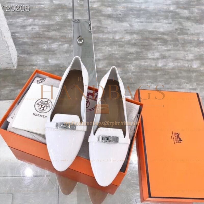 Replica Hermes White Buckle Loafer