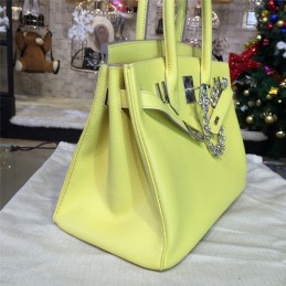 Replica Hermes Yellow Birkin 35 Bag Silver Chain