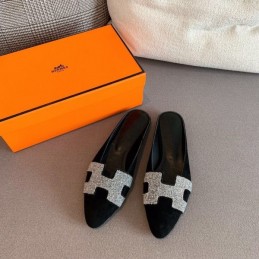 Replica Hermes Black H Cutout Mule